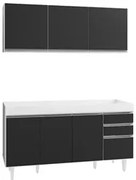 Armário Aéreo Argélia e Balcão Gabinete Para Pia 150cm sem Tampo Marro