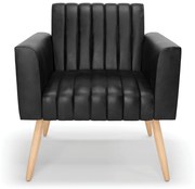 Kit 2 Poltronas Viena Gomada Corano Pés Palito Natural D03 - D'Rossi - Preto