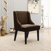Cadeira de Jantar Liz Suede Base Fixa Madeira Preto D03 - D'Rossi - Marrom