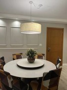 Lustre Pendente Cilíndrico Com Desvio De Centro Md-4151 Cúpula  50x25cm Rustico Bege - Bivolt