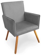 Poltrona Decorativa Vênus com Debrum Pés Palito Madeira Suede Cinza - Sheep Estofados - Cinza