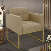 Poltrona Elisa Suede Base Metálica Industrial Dourado D03 - D'Rossi - Marrom Rato