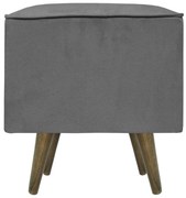 Puff Quadrado Modena Sigma em Suede com Pés Palito Inclinado - Cinza