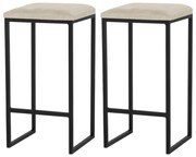 Kit 2 Banqueta Decorativa Billie Base Preta Veludo Bege G41 - Gran Belo