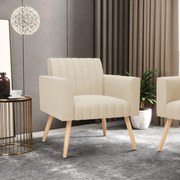 Kit 2 Poltronas Viena Gomada Suede Pés Palito Natural D03 - D'Rossi - Bege