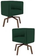 Kit 2 Poltronas Decorativas Base Ka Madeira Betina C-117 Linho Verde M