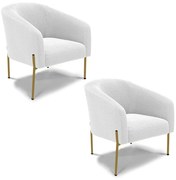 Cadeira Sala de Jantar Pé Ferro Dourado kit 2 Stella Bouclê D03 - D'Rossi - Off White