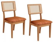 Kit 2 Cadeiras em MDF Freijó Estofado Vermelho Veronese Encosto com Tela Dalla Costa