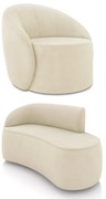 Sofá 2 Lugares Orgânico 140cm Morgan e Poltrona Lua Suede D03 - D'Rossi - Bege