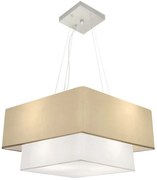 Lustre Pendente Duplo Quadrado Vivare Md-4066 Cúpula em Tecido 50x35cm Algodão Crú / Branco - Bivolt
