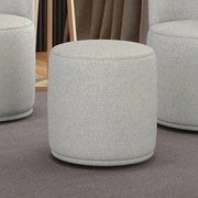 Puff Redondo Orgânico para Sala Malu Linho M11 - D'Rossi - Cinza