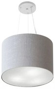 Lustre Pendente Cilíndrico Md-4183 Cúpula em Tecido 40x30cm Rustico Cinza - Bivolt