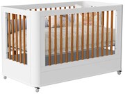 Berço Mini Cama Boom Slim 2 em 1 com Rodízios - Areia Fosco - Berço Mini Cama Boom Slim com Rodízios - Branco Fosco