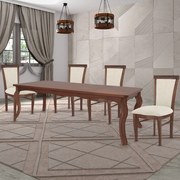 Kit 4 Cadeiras Decorativa Sala de Jantar Madeira Maciça Fabregas Facto Pérola/Capuccino G42 - Gran Belo