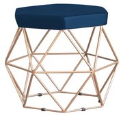 Puff Decorativo Base Gold Elsa Veludo Azul G41 - Gran Belo
