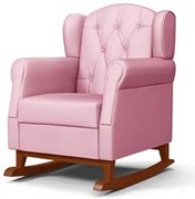 Poltrona de Amamentação Base Madeira Balanço Letícia Sintético Rosa -