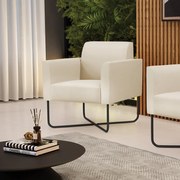 Poltrona Base X Industrial Preto Marisa Corino - Bege