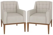 Kit 2 Poltronas Decorativas Sala de Estar Madonna Suede Bege G52 - Gran Belo