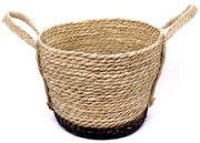 Cesto de Fibra Natural Seagrass Com Fundo Preto 24,5x31x33 cm E02 - D'Rossi