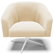 Poltrona Decorativa Giratória Cromada Stella Suede D03 - D'Rossi - Bege