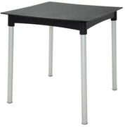 Mesa Tramontina Laura Rattan 70 cm em Polipropileno Preto com Pernas de Alumínio Anodizado