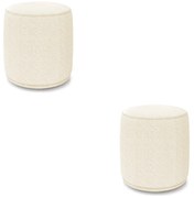Puff Redondo Orgânico para Sala kit 2 Malu Bouclê M11 - D'Rossi - Bege