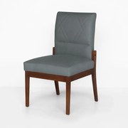 Conjunto 8 Cadeiras De Jantar Aurora Base Madeira Maciça Estofada Suede Cinza