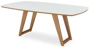 Mesa de Jantar Jesse Carvalho Amêndoa Tampo de Vidro Off White 190cm - 77302 Sun House