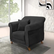 Poltrona Decorativa com 1 Almofada Armstrong Veludo Preto G63 - Gran Belo
