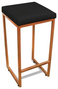 Banqueta Alta para Cozinha Industrial Nick Bronze e Sintético D03 - D'Rossi - Preto