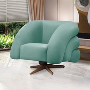 Poltrona Giratória Orgânica com Balanço kit 2 Tana Bouclê E03 - D'Rossi - Azul Turquesa