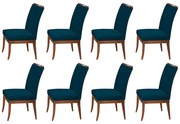 Conjunto 8 Cadeiras Sala de Jantar Lana Veludo Azul Marinho