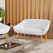 Namoradeira 02 Lugares Giovana Corino Pés Palito Castanho D01 - D'Rossi - Branco