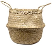 Cesto de Fibra Natural Decorativa 2 Em 1 31x32x35 cm F01 - D'Rossi