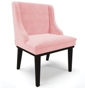 Cadeira Decorativa Sala de Jantar Base Fixa de Madeira Firenze Suede Rosa Bebê/Preto G19 - Gran Belo