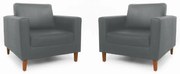 Conjunto 2 Poltrona Decorativa Gabriela Suede Cinza
