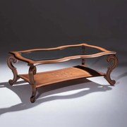 Mesa de Centro Premier Tampo com Vidro Madeira Maciça Design Clássico Avi Móveis
