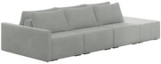 Sofá Ilha Modulado Milos 312cm Puff Lateral Veludo Cinza G33 - Gran Belo