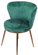Cadeira Nanda Estofada Veludo Verde Escuro Base Aco Cobre - 71501 Sun House