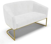 Sofá 2 Lugares Namoradeira Industrial Dourado Stella Sintético PU D03 - D'Rossi - Branco