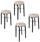 Kit 04 Banquetas Baixa Manu Suede Bege