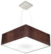 Lustre Pendente Quadrado Md-4032 Cúpula em Tecido 15/50x50cm Café - Bivolt