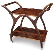 Carrinho de Bebidas Retrô Estrutura Madeira Eucalipto com Rodízios Design Retrô