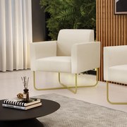 Poltrona Base X Industrial Dourado Marisa Corino - Bege