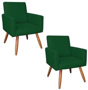 Kit 02 Poltronas Larissa Suede Pés Palito Castanho M11 - D'Rossi - Verde