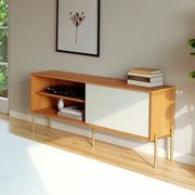 Rack para TV 144 cm com 1 Porta de Correr Florença Freijó Off White Dalla Costa