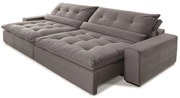 Sofá 3 Lugares Retrátil e Reclinável - Confortable Suede Cinza
