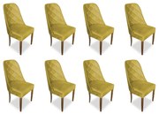 kit com 8 Cadeiras de Jantar Dublin Suede Amarelo