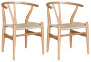 Kit 2 Cadeiras Decorativas Sala de Jantar e Cozinha Bella Madeira Bétula Bege G56 - Gran Belo