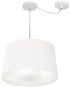 Lustre Pendente Cone Com Desvio Md-4281 Cúpula 30/40x45cm Branco - Bivolt